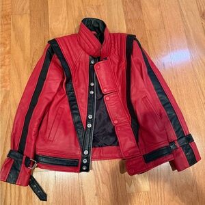 Kids Michael Jackson Leather Jacket Real Leather Red Leather Jacket
